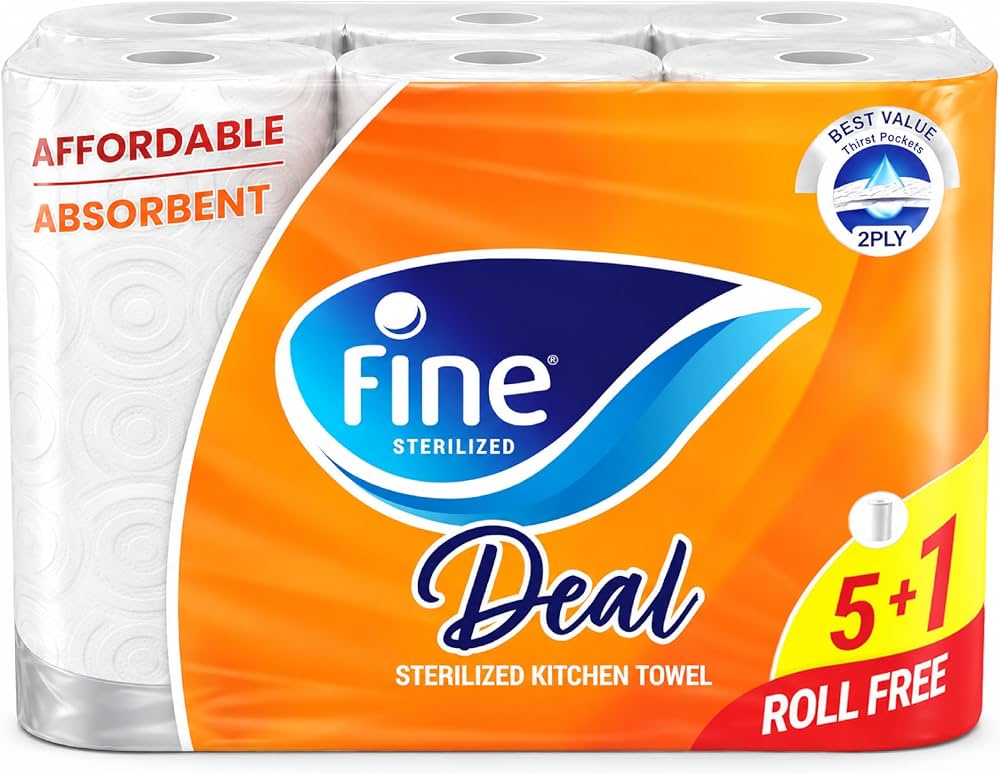 FINE KITCHEN TOWELS 6 ROLLS