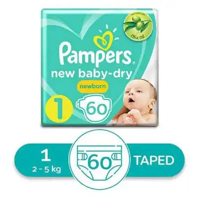 PAMPERS NEW BORN 1( 3-6 )KG 60  PCS
